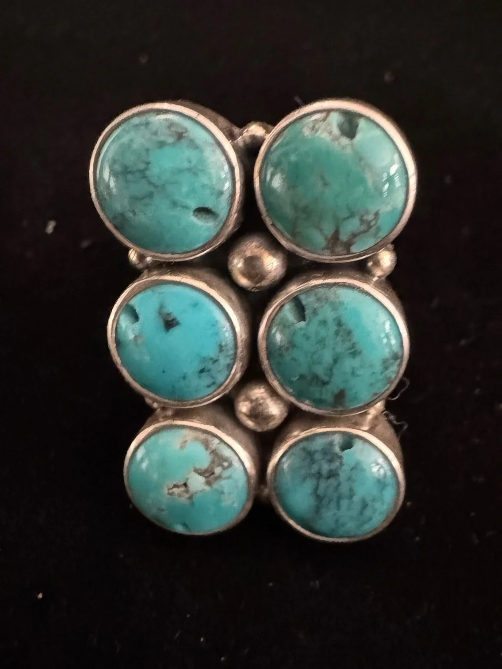 Blue moon Turquoise Stone Cluster Ring‎ - sterling silver setting Women’s Ring